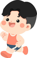 Kid Illustration of a Boy Running