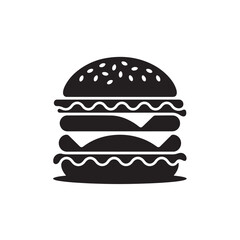 Double Layer Burger, Bold and heavy burger design with stacked layers, Hamburger symbol,  Burger icon, Vector illustration eps 10.