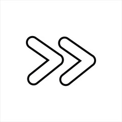 Fototapeta premium Minimalist double right arrow icon symbolizing fast forward or direction.