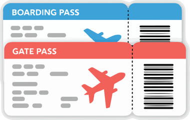 Fototapeta premium Vector art of boarding and gate pass tickets