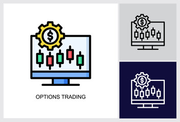 Options Trading icon Multi Style Vector Illustration 