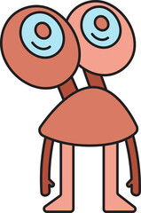 Fototapeta premium Red Monster Creature with Big Eyes 