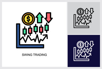 Swing Trading icon Multi Style Vector Illustration 
