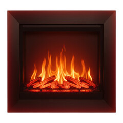 Electric fireplace, dark frame, warm flames