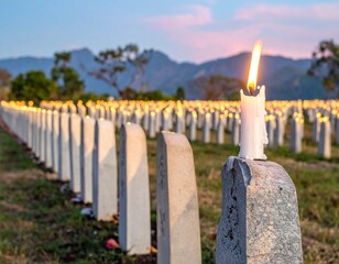 Commemorative scene honoring the Anniversary of the Death of King Bhumibol Adulyadej of Thailand, featuring respectful Thai cultural elements, black and white themes