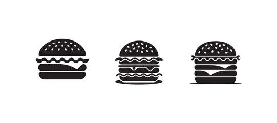 Classic Burger Delight, Simple and tasty burger icon with sesame bun, Hamburger symbol, Vector illustration eps 10.