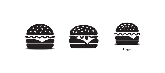 Classic Burger Delight, Simple and tasty burger icon with sesame bun, Hamburger symbol, Vector illustration eps 10.