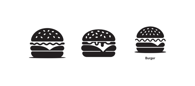 Classic Burger Delight, Simple and tasty burger icon with sesame bun, Hamburger symbol, Vector illustration eps 10.