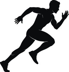 Sprinter Silhouette in Mid-Run – Dynamic Athletic Pose Representing Speed, Motion, Fitness, and Motivation for Sports or Exercise Themes