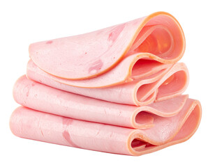 Fresh Bologna Ham Slices Neatly Folded &ndash; Transparent PNG
