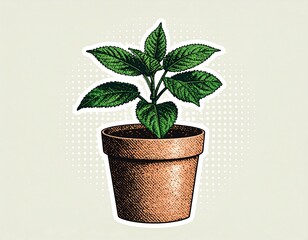 Obraz premium Botanical illustration of a potted plant