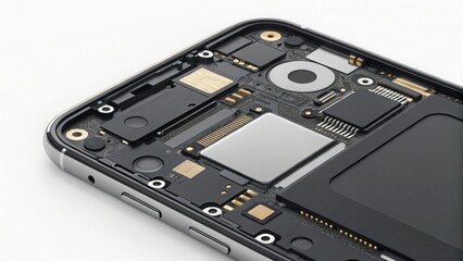Obraz premium Detailed View of Smartphone Interior Components and Antenna Elements