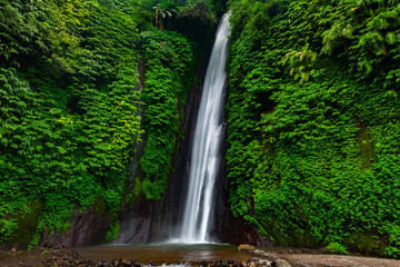 Munduk waterfall surrounded by lush jungle, Bali, Indonesia