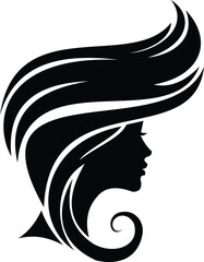 Vector art of silhouette of a woman with flowing hair