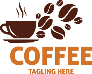 Vector art of coffee cup with beans and text