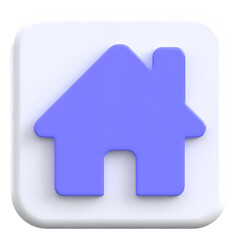 3D Rounded Home Button Icon