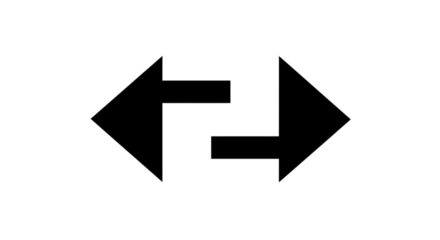 Black arrow isolated on white background, arrow png. A simple black and white graphic depicting two opposing arrows.