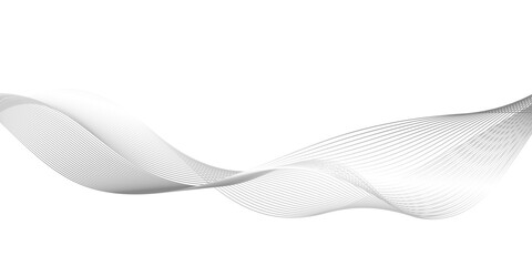 Fototapeta premium Abstract white lines wave pattern on black background, abstract grey wave lines on transparent, dynamic flowing wave lines design element, twisted curve lines with blend effect.