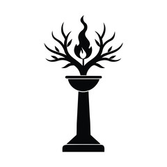  Diya Flame as Trunk and Branches Silhouette Illustration