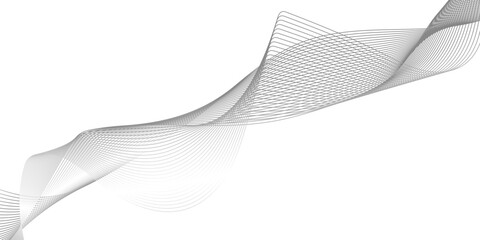 Fototapeta premium Abstract vector modern gradient black wave line white background, abstract flowing waves of light gray and white mesh creating a soft and elegant background, wave with lines created using blend tool. 
