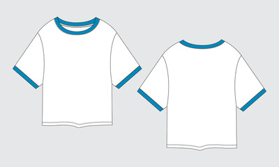 Short sleeve t shirt technical drawing vector illustration template front and back