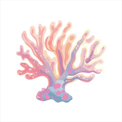 Vibrant coral reef branch illustration.  Soft pastel colors radiate outwards from a central base, creating a delicate, flowing design