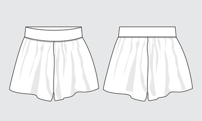 Shorts pant technical drawing template for kids