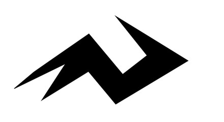 Black arrow isolated on white background, arrow png. Abstract black jagged shape against a pristine white background, simple design.