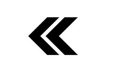 Two black chevron shapes pointing left, stacked on top of each other, on a white background.