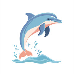 Smiling dolphin leaping out of water