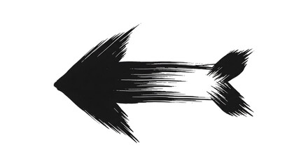 A black and white brushstroke arrow pointing towards the left side.
