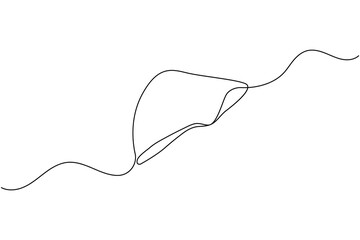 Liver anatomy continuous single line drawing. human organ concept isolate outline vector illustration