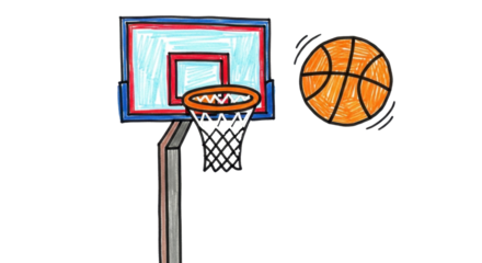 Energetic basketball soaring towards hoop in dynamic sporty scene, perfect for active lifestyle promotions and game day excitement.