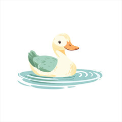 vector Cute duck swimming on water