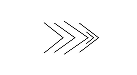 Black arrow isolated on white background, arrow png. Three stylized arrows pointing to the right, created with simple black lines on a white background.