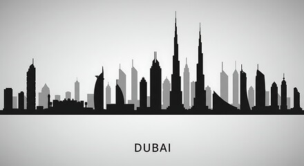 Fototapeta premium Silhouette of a city skyline architectural landmarks urban concept design