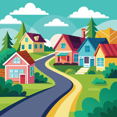 Fototapeta premium Simplified Whimsical Illustration with Basic Shapes and Colors for Creative Design