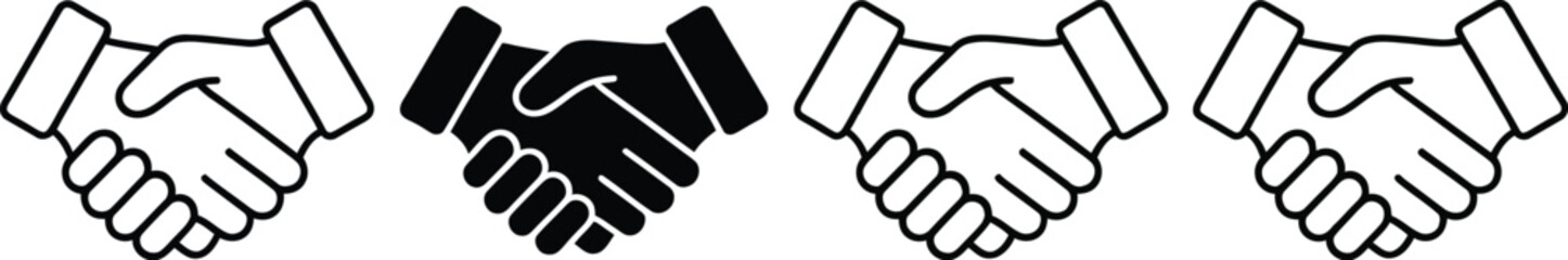Obraz premium Diverse handshake icons symbolizing partnership and agreement