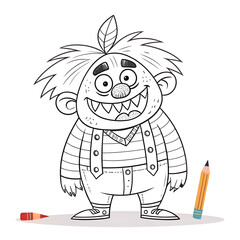 vector of ugli illustration coloring page for kids