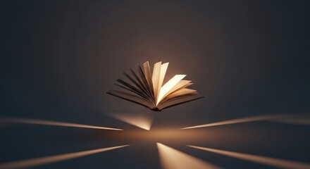 Glowing Open Book Spreading Light of Knowledge and Wisdom