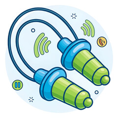 wire earplugs icon cartoon vector ear noise audito