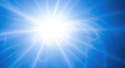 Obraz premium Bright light shining in a blue sky, background with lens flare effect