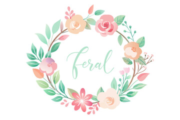 A set of elegant watercolor floral monogram logo designs featuring hand-painted botanical wreaths, pastel roses, peonies, and delicate greenery. Perfect for wedding invitations, luxury branding, femin