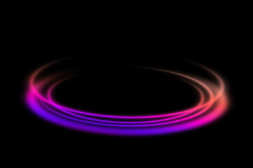 Colorful neon light wave on black background for abstract futuristic design