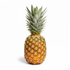 Fototapeta premium Whole pineapple with green leaves isolated on white background