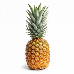Fototapeta premium Whole pineapple with green leaves isolated on white background