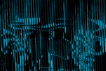 Abstract vertical blue streaks on a black background, digital glitch art, textured effect
