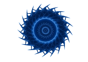 Abstract blue fractal isolated on transparent background, futuristic technology concept