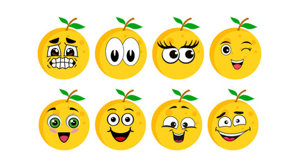 Naklejka premium cartoon character yellow orange set
