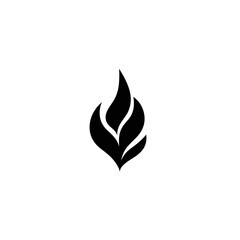 A stylized abstract flame in black on a white background, with a symmetrical, organic form